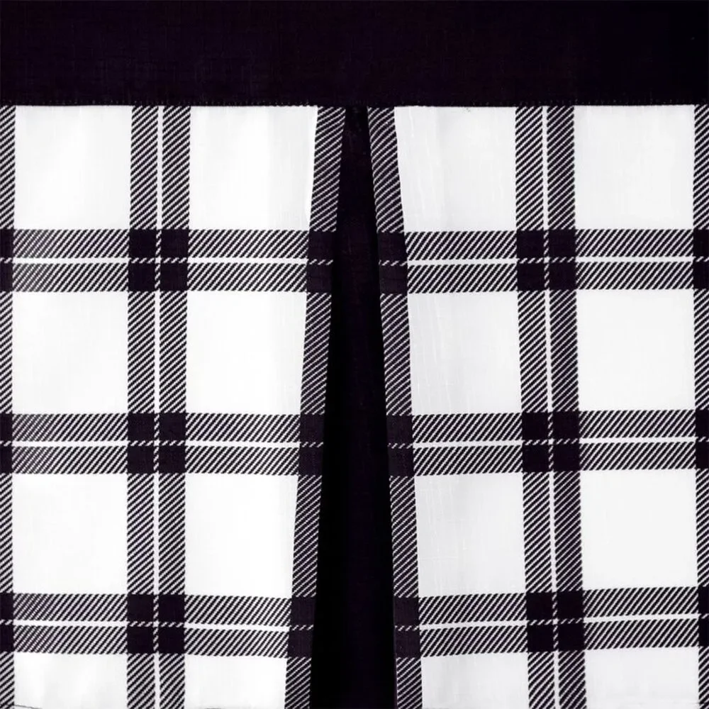 PowerSellerUSA Semi-Sheer Two-Tone Modern Kitchen Curtain with Classic Plaid